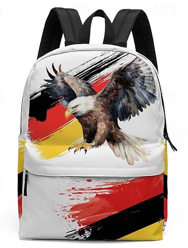  Herren Rucksack Schultasche Schulanfang Outdoor Täglich Fußball Adler Polyester Hohe Kapazität Leichtgewichtig Langlebig Reißverschluss Bedruckt Weiß Grau