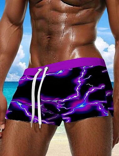  Herr 3D Print Blixt Badshorts Boardshorts Boxershorts Medium Midja Mode Designer Helgdag Strand Simbassäng Ficka Snörning Elastisk midja Designer Kläder