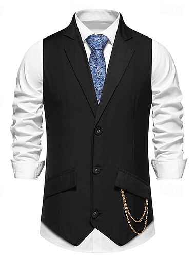  Per uomo Gilet Da tutti i giorni Da mare Per uscire Vintage Di tendenza Primavera & Autunno Pulsante Poliestere Comodo Liscio Monopetto Bavero Standard Nero Borgogna Blu marino scuro Gilet