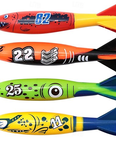  Tauchspielzeug fürs Schwimmbad, Unterwasser-Schwimmen, Werfen, Tauchen, Torpedohai, 4er-Pack
