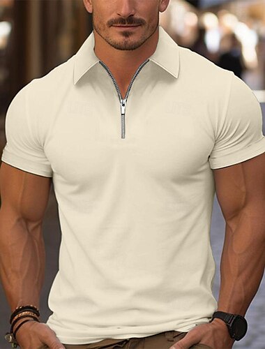  Herren Viertel-Reißverschluss-Poloshirt Golfshirt Täglich Ferien Umlegekragen Kurzarm Mode Basic Einfach Frühling & Sommer Normale Passform Hellblau Schwarz Weiß Rosa Wein Marineblau