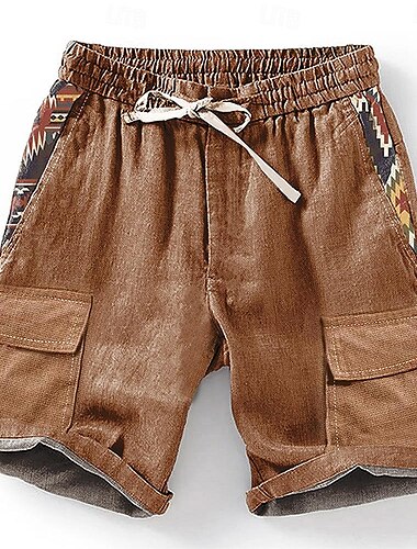 Herren Geometrisch 3D-Druck Shorts Sommershorts Freizeitshorts Mittlere Taille Ethno-Stil Retro Vintage Lässig Täglich Ferien Tasche Kordelzug Elastischer Bund Designer Bekleidung