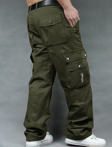  Herre Militærbukser Cargo bukser Kampbukser Arbeidsbukser Lomme عادي Komfort Pustende utendørs Daglig Ut på byen Mote Fritid Svart Grønn
