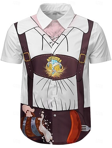  Οκτόμπερφεστ Εκτύπωση Lederhosen Πουκάμισα Hawaii Πουκάμισο Aloha Στάμπα Γραφικό Για Ανδρικά Ενηλίκων Απόκριες Μπύρα Oktoberfest 3D εκτύπωση Διακοπές Πάρτι