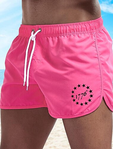  Herre Surf shorts Badeshorts Snørelukning Elastisk Talje Stjerne Komfort Hurtigtørrende Korte Ferie Strand Weekend Mode Afslappet Sort Gul Mikroelastisk