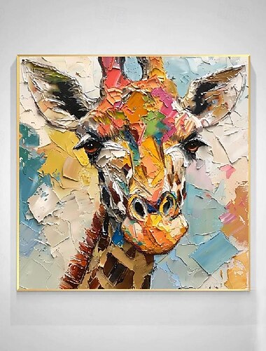  giraf oliemaleri afrikanske dyr maleri håndlavet vægkunst vilde dyr impasto tekstureret kunst gaver malerier til børneværelse dekoration