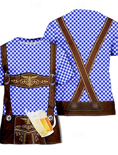  3D Tシャツ Ｔシャツ(21) レーダーホーゼン オクトーバーフェスト バイエルン グラフィック柄 のために 男性用 成人 3Dプリント  のために カーニバル オクトーバーフェスト パーティー カジュアル／普段着