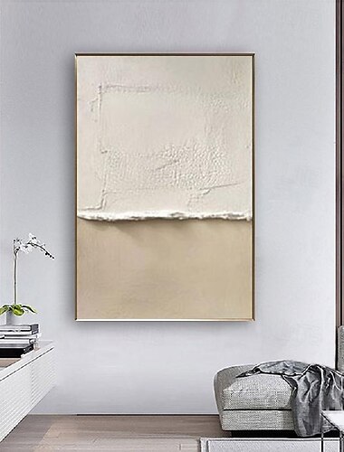  peinture à l'huile faite à la main milieu du siècle abstrait peinture à l'huile blanche décor neutre peinture en plâtre blanc art mural nouveau * minimal scandinave médiéval 3D peinture texturée