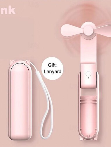  Tragbarer Mini-Ventilator: über USB wiederaufladbar, leises Hand-/Desktop-Design, zusammenklappbar für Büro/Zuhause, leistungsstarke 3 Geschwindigkeiten, ideal für Reisen im Freien, dient auch als