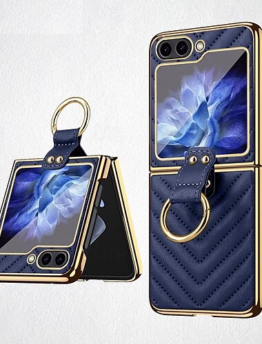  telefon Etui Til Samsung Galaxy Z Flip 5 Z Flip 4 Z Flip 3 Bakdeksel og skjermbeskytter Ringspenne Støtsikker Kontor / Bedrift TPU Metall PU lær