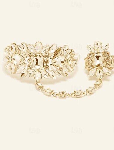 Damen Ring-Armbänder Klassisch Kostbar Vintage Luxus Strass Armband Schmuck Silber / Gold Für Hochzeit Geschenk Verlobung