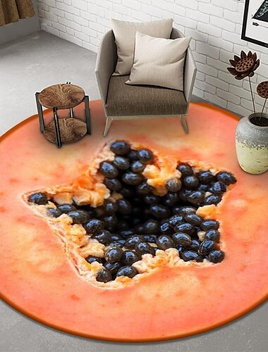  Obstteppich-Bodenmatte, rutschfeste runde Teppiche, Küchenbodenmatte, weicher Teppich für Schlafzimmer, Wohnzimmer, Nachttisch