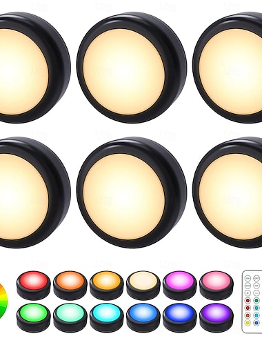  led puck-verlichting met afstandsbediening, 13 kleuren verwisselbare draadloze kastverlichting op batterijen, verlichting onder de kast, stick-on-tap-duwlampen, kleurverandering onder tegenverlichting