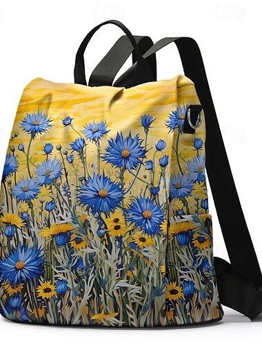  Damen Rucksack Schultasche Schulanfang Outdoor Täglich Blumenmuster Blume Polyester Hohe Kapazität Wasserdicht Multi-Carry Reißverschluss Bedruckt Gelb Rote