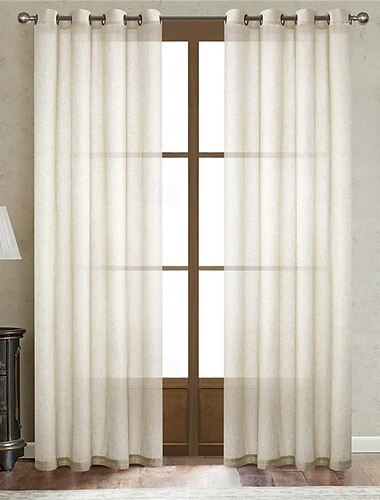  Plissee-Vorhänge aus Flachs-Baumwollleinen, lang, Vintage-Stil, französische Fenstervorhänge mit Schlaufe auf der Rückseite für Wohnzimmer und Schlafzimmer im Landhausstil, natur, 1 Vorhang