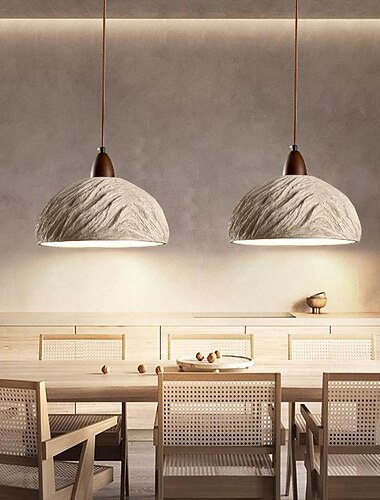  Suspension LED 3 couleurs 28/70/100 cm 1/2/3 lumières industrielles en bois ciment style antique japonais e26/e27 base lustre plafonnier décor lampe suspendue hauteur réglable pour salon chambre
