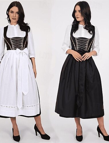  Carnaval Oktoberfest Costume Robe Dirndl Bavarois Femme de ménage Allemand Munich Prairies Femmes Tissu de style traditionnel