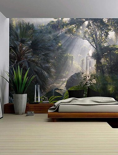 Nature forêt tropicale suspendue tapisserie mur art grande tapisserie décor mural photographie toile de fond couverture rideau maison chambre salon décoration
