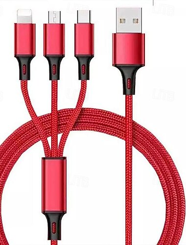  Többszörös töltőkábel USB A - C típus / Micro / IP 2.1 A Töltőkábel Nylon fonott Tartós 3 az 1 -ben Kompatibilitás Xiaomi Huawei iPhone Mobiltelefon tartozék