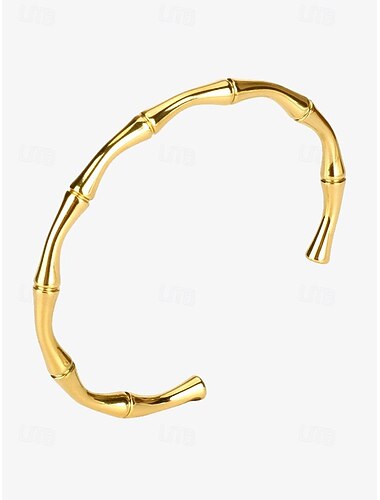  Bracciale aperto con design in bambù placcato in oro: gioielli eleganti e alla moda da donna