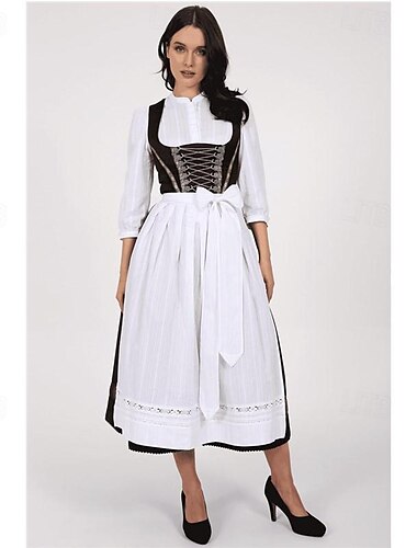  Karneval Oktoberfestbier Kostüm Kleid Dirndl Bayerisch Dienstmädchen Deutsch München Wiesn Damen Stoff im traditionellen Stil