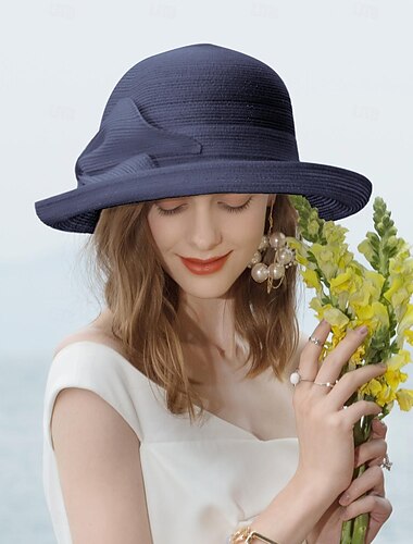  Hüte Faser Bowler / Glockenhut Eimer Hut Strohhut Hochzeit Teeparty elegante Hochzeit mit Bowknot Spleißen Kopfbedeckung Kopfbedeckung