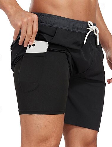  Herr Boardshorts Badshorts Snörning Elastisk midja Med kompressionsfoder Lutning Slät Komfort Snabb tork Kort Helgdag Strand Helgen Mode Ledigt Sjöblå Lutning blå Microelastisk