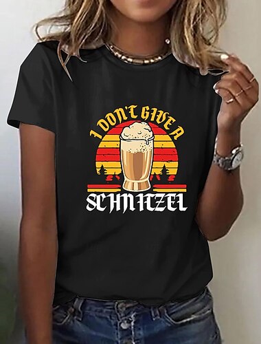  Bier Cosplay Kostüm T-Shirt-Ärmel Bedruckt Klassisch Streetstyle Für Damen Erwachsene Karneval Oktoberfestbier Heißprägen Party Casual