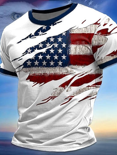  Veterandagen Herr Patriot Patriotisk Veteran Amerikansk Flagga T-shirt Kortärmad T-shirt 3D Tryckt Rundhalsad T-shirt Gatumode Fest Födelsedag Gata Svart Vit Sommar Vår Kläder S M L