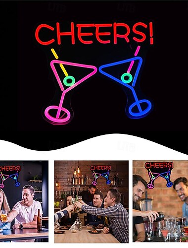  Oktoberfest cheers usb cócteles luz de letrero LED de neón, letrero de luces de neón acrílicas para bar de cerveza club para hotel pub cafetería fiesta de cumpleaños habitación de adolescentes lámpara decorativa de pared 1 pieza