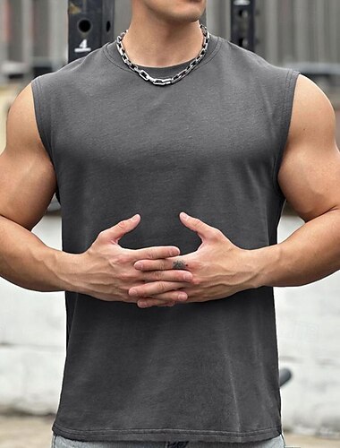  Per uomo Canotta da Allenamento Canotta da corsa Canotta da palestra Senza maniche Gilet / Gilet Informale Athleisure Cotone Traspirante Asciugatura rapida Morbido Allenamento in palestra Corsa Marcia