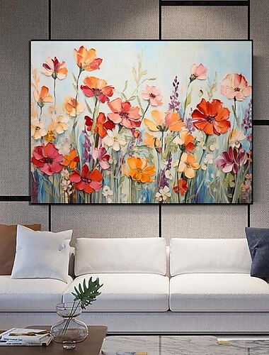  pintura a óleo artesanal lona arte da parede decoração flor pintura a óleo faca margarida flores para decoração de casa rolou pintura sem moldura não esticada