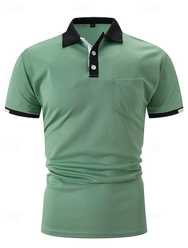  Herren Golfhemd Golfpolo Arbeit Casual Kargen Kurzarm Basic Modern Farbblock Patchwork Taste Frühling Sommer Regular Fit Schwarz Weiß Rot Blau Grün Golfhemd