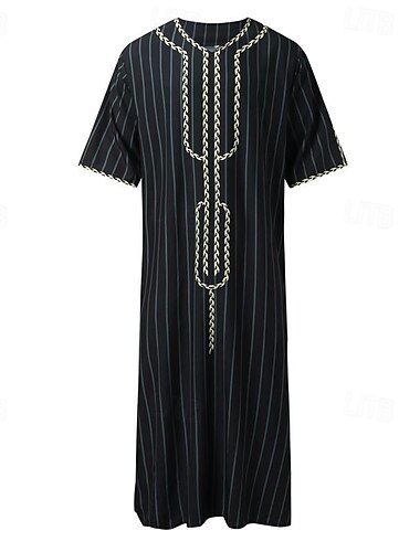  Herren Hausanzug Nachtwäsche Nachthemd Streifen Stilvoll Komfort Kimono-Morgenmäntel Heim Täglich Polyester Atmungsaktiv V Ausschnitt Kurzarm Frühling Schwarz Weiß