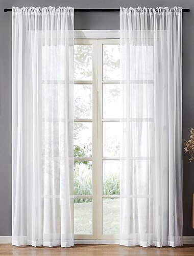  Durchsichtige Gardinen für Wohnzimmer, Schlafzimmer, Küche, Voile-Jalousien, Gardinen, Stangentasche