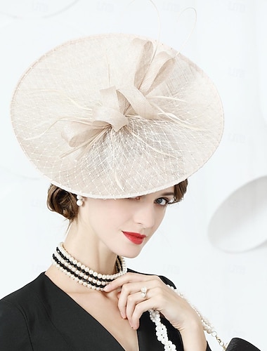  diademas sombreros sinamay bombín / sombrero cloche sombrero para el sol sombrero de platillo boda fiesta de té elegante boda con pluma bowknot tocado sombreros