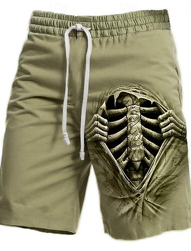  Herren 3D-Druck Skelett Sweatshorts Kurze Hose Strandshorts Kurze Hosen Frottee-Shorts Mittlere Taillenlinie Vintage Brautkleider schlicht Täglich Festtage Strassenmode Kordelzug Elastische Taille