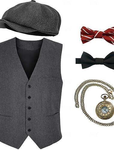  Rétro Vintage Années Folles Années 1920 Tenues Veste Gilet Gatsby le Magnifique Gentleman Mode Homme Noël Halloween Carnaval Bal de promo Enterrement de Vie de Jeune Fille Festival Adulte Gilet