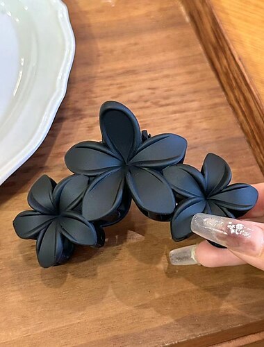 1 x Blumen-Haarspange für Damen, rutschfeste, matte Blumen-Haarspange für Damen, hawaiianische Haarblumen-Clip, große Plumeria-Haarspange, Haarkrallen mit starkem Halt, süße Spange,