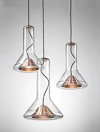  Pendentif LED 25/28cm, 1 lumière en verre de style sifflet, style nordique contemporain, salon, comptoir de bar, 110-240v