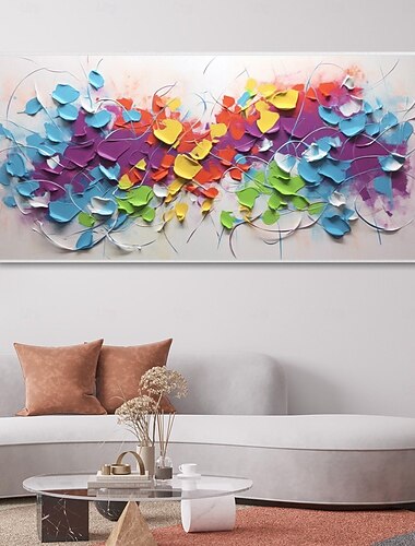 3d abstrato colorido textura geométrica óleo sobre tela faca de paleta pintura moderna sala de estar fundo parede deco arte de nicho personalizada