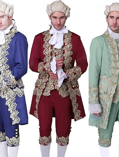  Rococó Barroco Victoriano Accesorios Hombre Real Víspera de Todos los Santos Carnaval Rendimiento Fiesta Mascarada Adulto Chaqueta Pantalones Cuello Todas las Temporadas