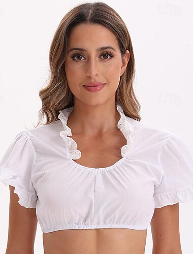  Carnaval Oktoberfest bier Kostuum Gemaskerd Bal Dirndl-blouse Beiers hulp in de huishouding Duits München Halloween Weiden Dames Halloween Doek in traditionele stijl Top
