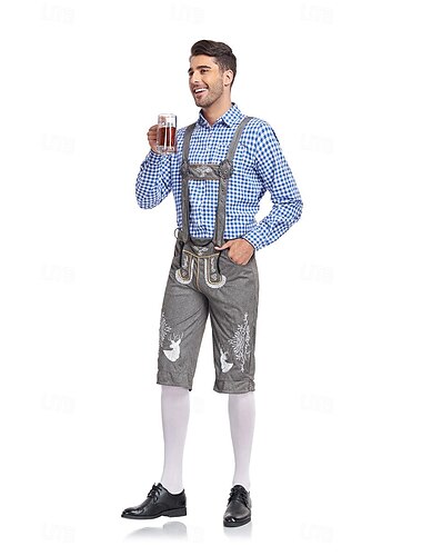  Oktoberfestbier Kostüm Bluse / Hemd Lederhosen Oktoberfest / Bier Bayerisch Bayerisch Wiesn Herren Stoff im traditionellen Stil Bluse Shorts Hut