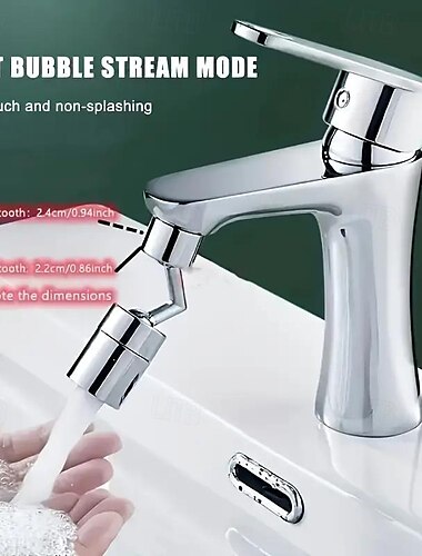  1-teiliger Wasserhahn-Sprüheraufsatz, 720 Grad drehbar, Wasserhahnbelüfter, Zubehör, verstellbarer Wasserhahnkopf für Küchenspüle, wassersparend, verlängerte Düse für 0,87-0,94 Zoll Wasserhahn mit