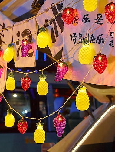  zomer fruitvormige led-lichtslingers 1,5 m 10 leds 3 m 20 leds hawaiiaanse tuinverlichting batterij aangedreven tropische waterdichte flamingo kokospalm ananas verlichting voor thuis buiten binnen