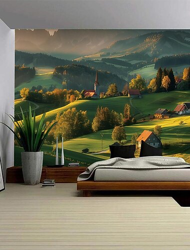  landskap landskap hängande gobeläng väggkonst stor gobeläng väggmålning dekor fotografi bakgrund filt gardin hem sovrum vardagsrum dekoration