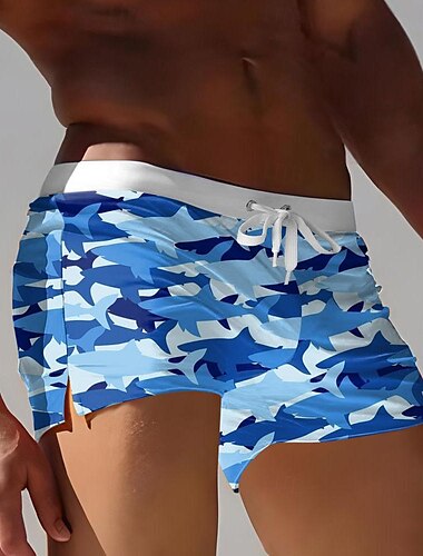  Per uomo Pantaloncini da mare Boxer da mare Pantaloncini da bagno boxer Pantaloncini Tasche A cordoncino Vita elastica Animali Squalo Traspirante Morbido Breve Surf Per eventi Spiaggia Di tendenza