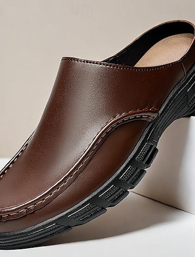  mules marron à enfiler pour hommes avec semelle coussinée - chaussures confortables et élégantes pour une tenue décontractée