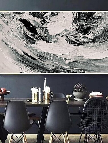  Peinture à l'huile faite à la main toile mur art décoration moderne simple texture abstraite noir blanc pour salon décor à la maison roulé sans cadre peinture non étirée